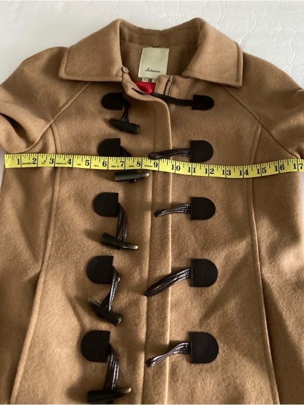 Anthropologie Elevenses Tan Wool Toggle Coat xs 2 - Picture 9 of 11